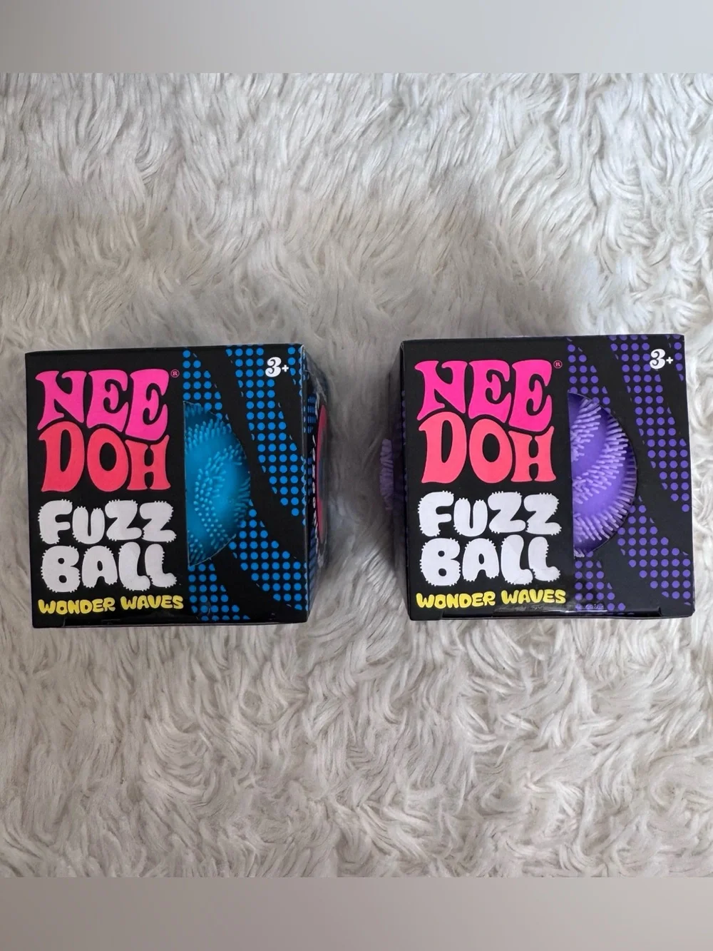 BNIB Schylling NeeDoh Fuzz Ball Wonder Waves & Flower Power Bundle - Authentic